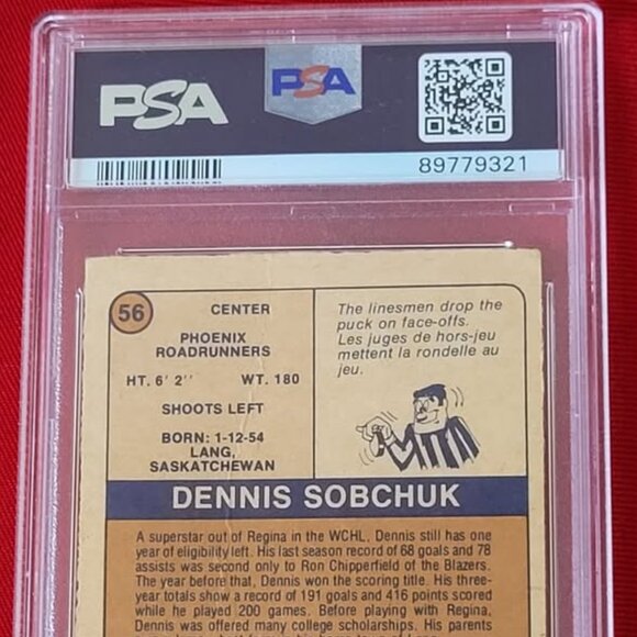 GRADED AND SEALED, 1974 DENNIS SOBCHUK, PHOENIX ROAD RUNNERS, WHA HOCKEY CARD!!! - Picture 4 of 4